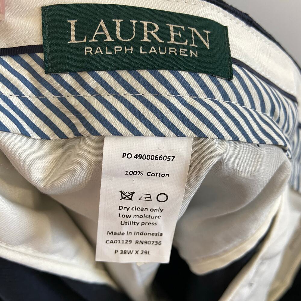 Lauren Ralph Lauren 100% Cotton Corduroy Dark Navy Pants W38 x 29L - Picture 7 of 8